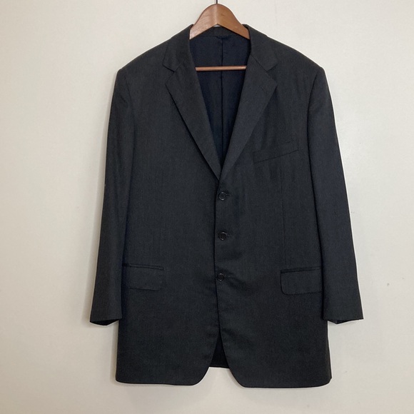 Bespoke Harry Rosen Suit Mens 46 Dark Gray Two Piece Blazer Pants Vintage Custom - Picture 3 of 16